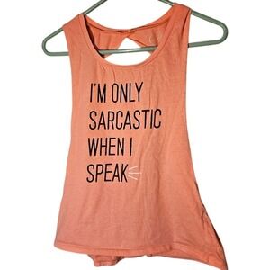 COLD CRUSH Sarcastic Speak Peach Pink JR Womens Medium Sleeveless Summer Shirt